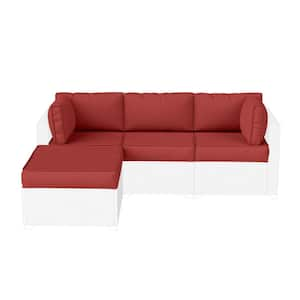 25.6 in. x 25.6 in. x 4 in. (9-Piece) Deep Seating Outdoor Sectional Cushion Red