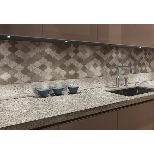 Arctic Storm Arabesque 12 in. x 12 in. Honed Marble Mesh-Mounted Mosaic Floor and Wall Tile (10.5 sq. ft./case)