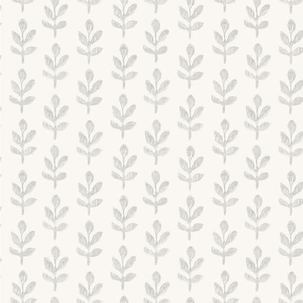 Chesapeake Whiskers Light Grey Leaf Wallpaper Sample