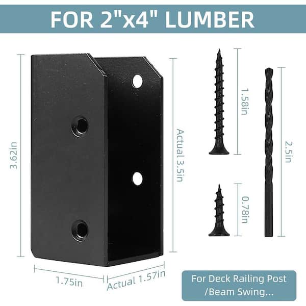 Goovilla 40-Pack Deck Railing Bracket Connectors For 2x4 Wood – Sturdy Nylon Post Brackets With 240 Coated Screws, Black