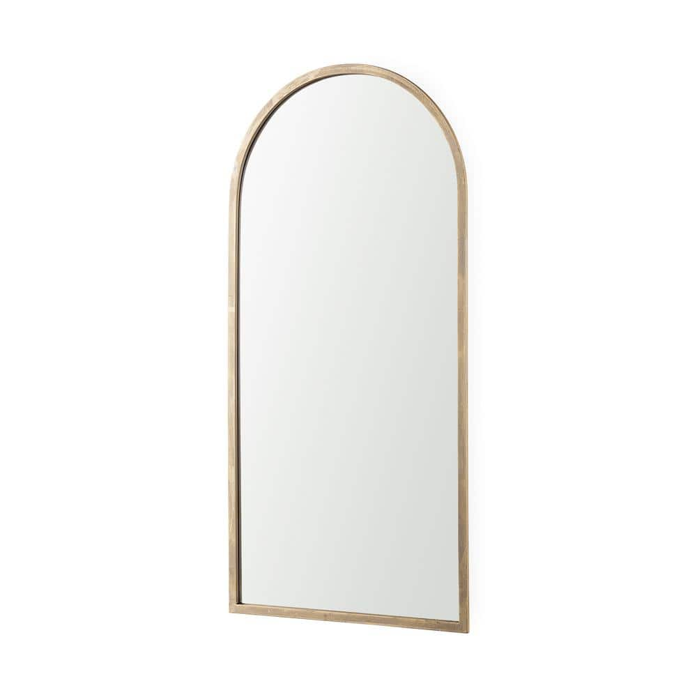 Giovanna 1.2 in. W x 49 in. H Gold Metal Frame Rounded Arch Vanity Mirror