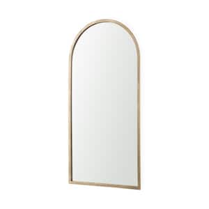Giovanna 1.2 in. W x 49 in. H Gold Metal Frame Rounded Arch Vanity Mirror