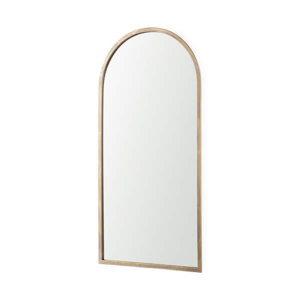 Mercana Giovanna 1.2 in. W x 49 in. H Gold Metal Frame Rounded Arch Vanity Mirror
