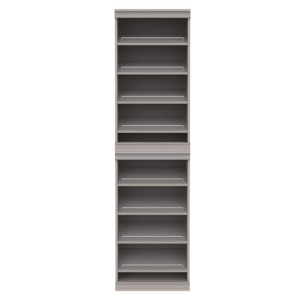 Smoky Taupe Stackable 8-Shelf Wood Shoe Tower