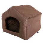 Petmaker Small Brown Polyester Cozy Cottage House Shaped Pet Bed