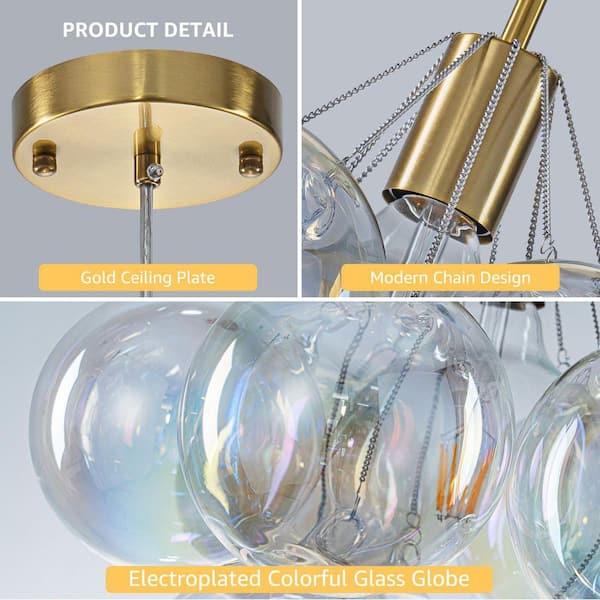 GoYeel Bublume 1-Light Gold Modern Colored Glass Bubble Chandelier
