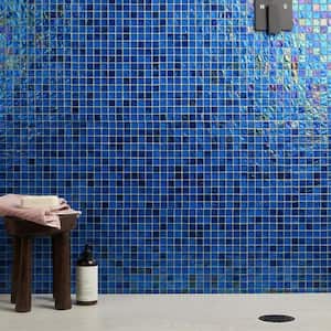 Speckle Lagoon Blue 11.73 in. x 11.73 in. Polished Glass Wall Tile (0.95 sq. ft./Each)