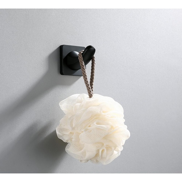 Bath Stainless Steel 2-Pack Wall Mounted J-Hook Robe Hook Towel Hook in Matte Black