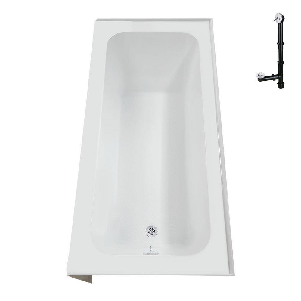 66-Inch Glossy White Acrylic Alcove Bathtub with Right-Hand Drain
