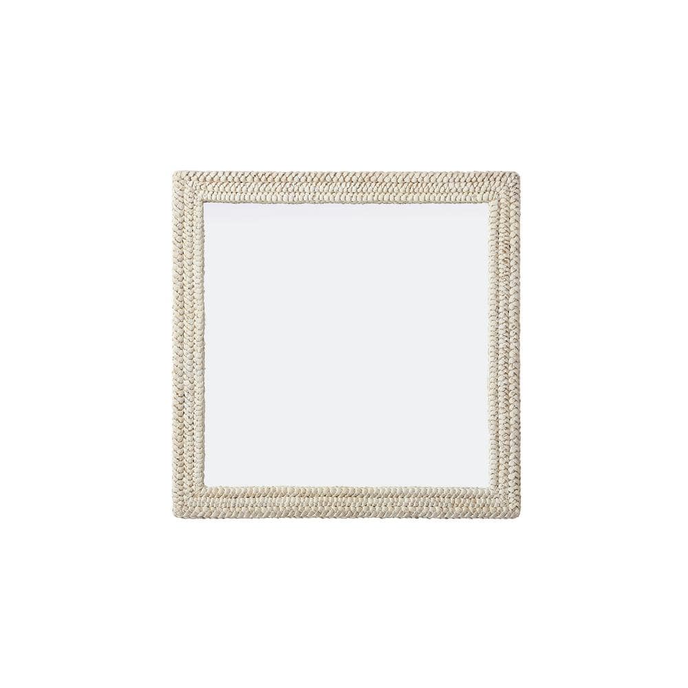 Timeless Home Linen White 40 in. W x 40 in. H Cornhusk Wall Mirror