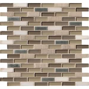 Take Home Sample - Harlow Interlocking 6 in. x 6 in. x 8mm Glass Stone Metal Mesh-Mounted Mosaic Tile