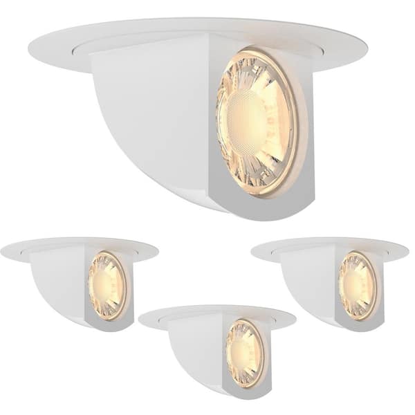 4-pack 5/6 in. 850 Lumens Selectable CCT Dimmable Directional Integrated LED Retrofit Recessed Light Trim, White