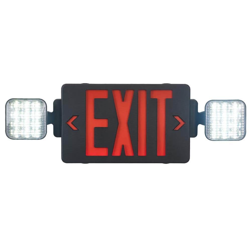 Efficient Hardwired 120-Volt Integrated LED Black Exit Sign with Red Letter