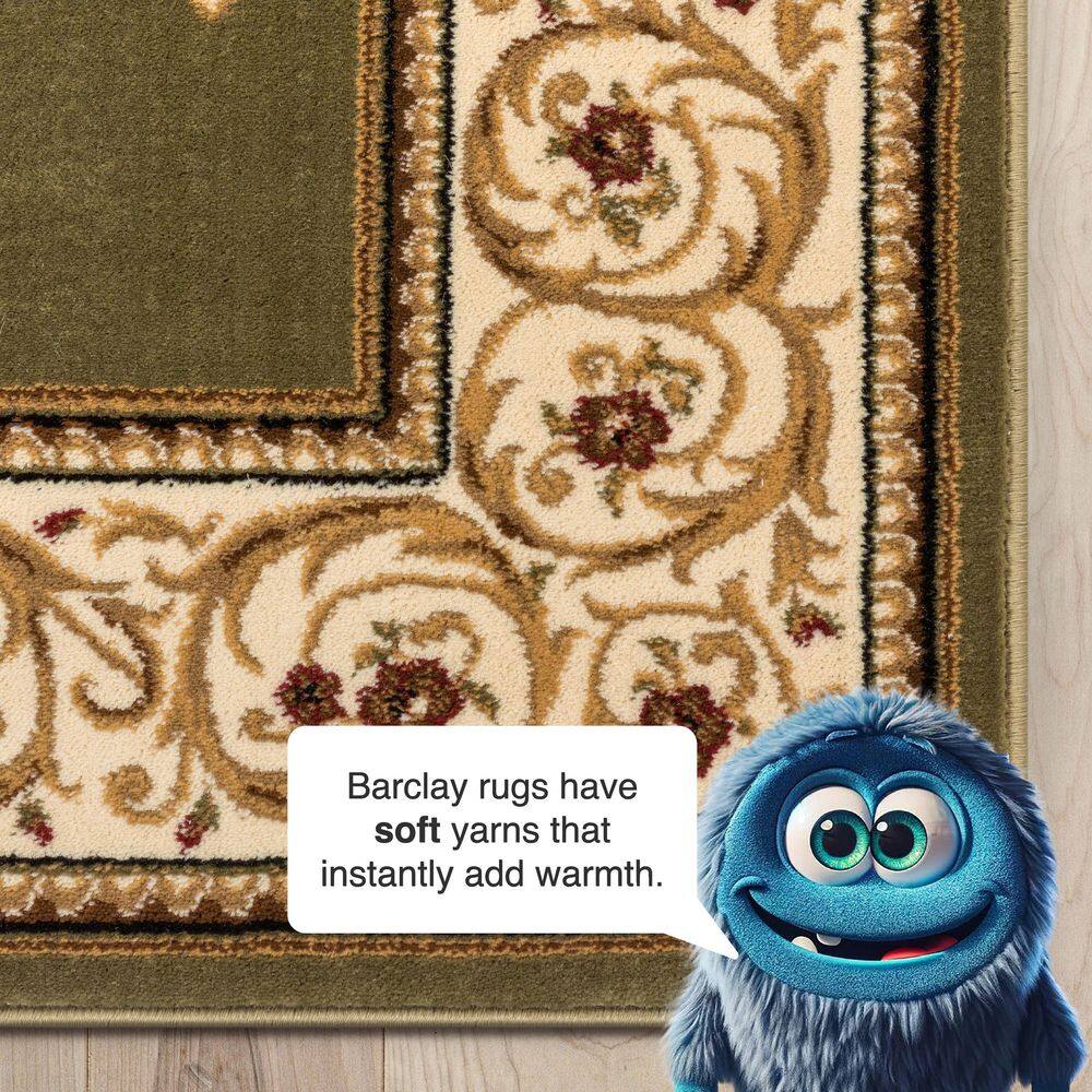 Barclay Green and Beige Synthetic Fiber Traditional Area Rug
