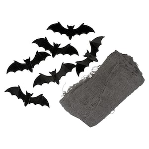 118 in. Gray Gauze and Bats Halloween Decoration Kit