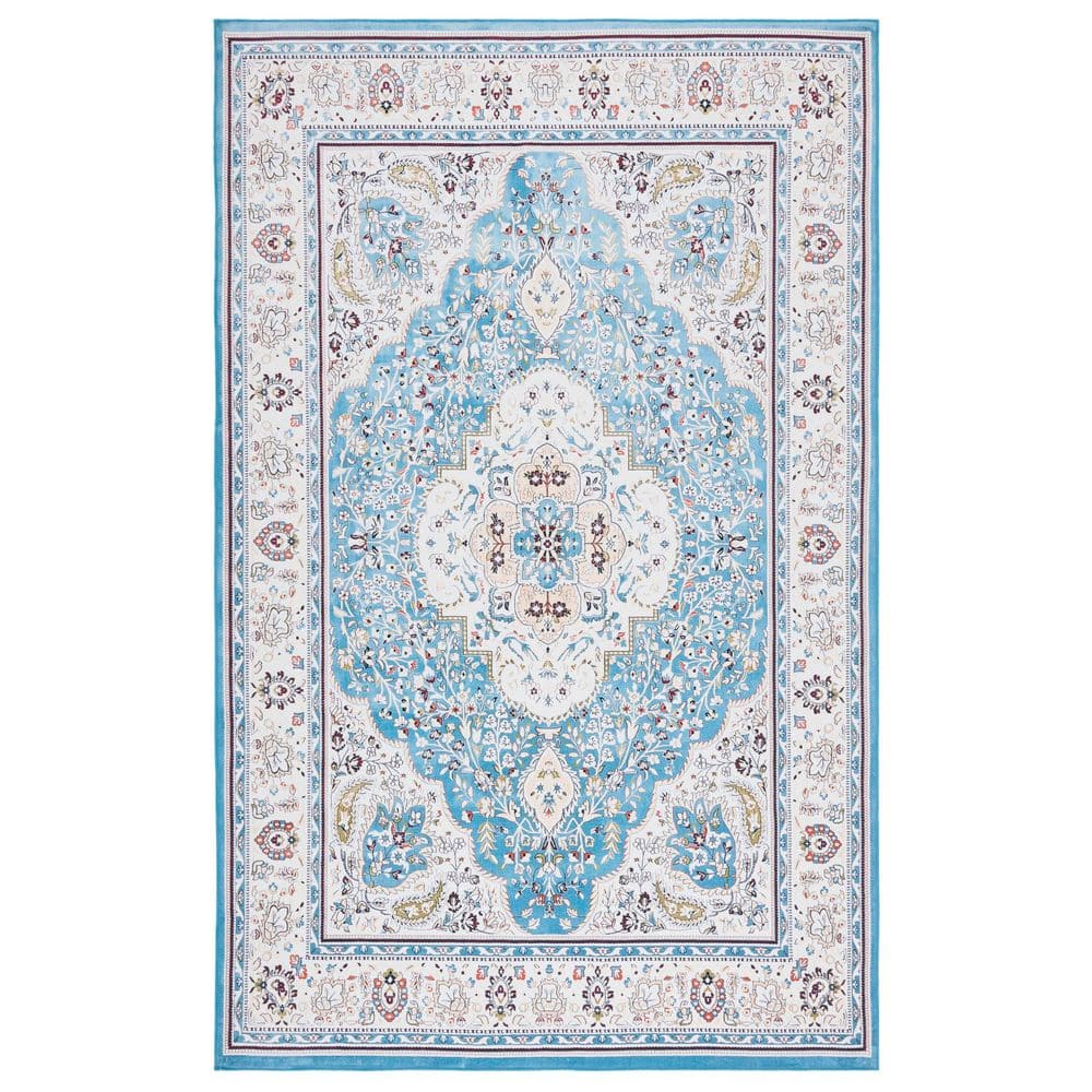 Turquoise Mediterranean Rug SAFAVIEH Martha Stewart Washable Turquoise/Beige 5 ft. x 7 ft. Machine ...
