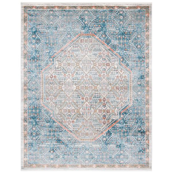 Safavieh Shivan Collection SHV714M Medallion Distressed Non-Shedding Stain Resistant Living Room Bedroom Area Rug Blue Red 8' x 10' 