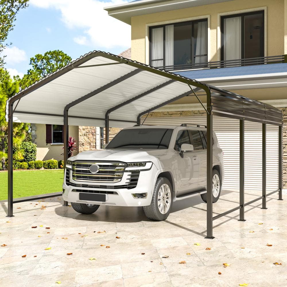 VIWAT 10 ft. W x 15 ft. D Metal Carport, Car Canopy and Shelter