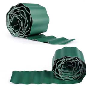 6in. H x 30 ft. L Green Plastic Garden Edging Border Fence Prevents Root Spread (2-Pack）