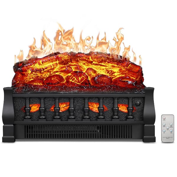 21 in. Freestanding Electric Fireplace Set with Remote and Overheat Protection in Black