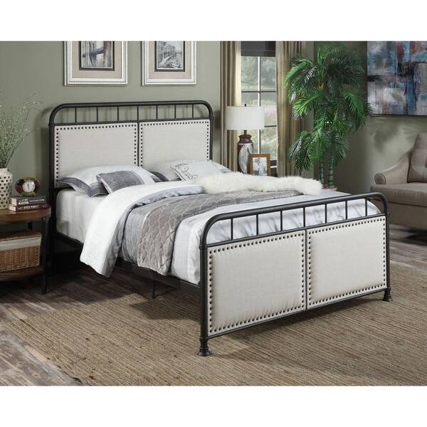 PRI All-in-1 Black Queen Upholstered Bed