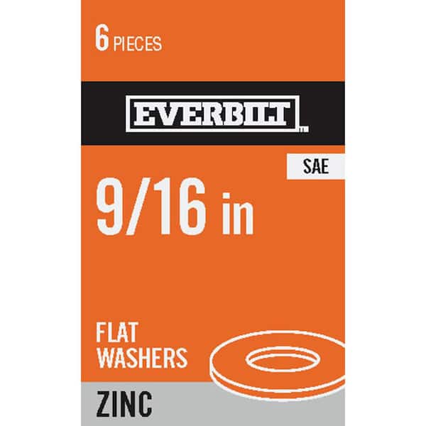 Everbilt 9/16 in. Zinc Flat Washer (6-Pack)