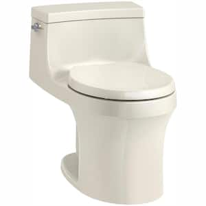 San Souci 12 in. Rough In 1-Piece 1.28 GPF Single Flush Round Toilet in Biscuit Seat Included