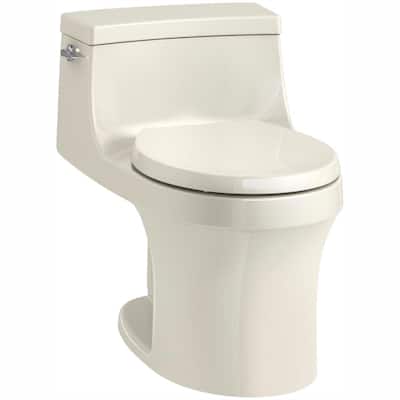 San Souci 1-piece 1.28 GPF Single Flush Round Toilet in Biscuit