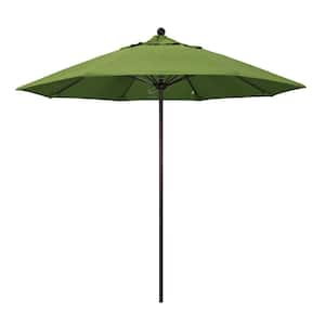 9 ft. Bronze Aluminum Commercial Market Patio Umbrella with Fiberglass Ribs and Push Lift in Spectrum Cilantro Sunbrella