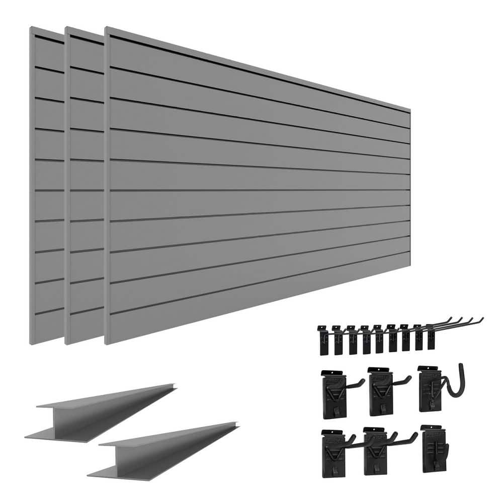 48 in. H x 288 in. W PVC Slatwall Kit with Standard Bundle in Light Gray (15-Piece) price history on PriceWatchPro