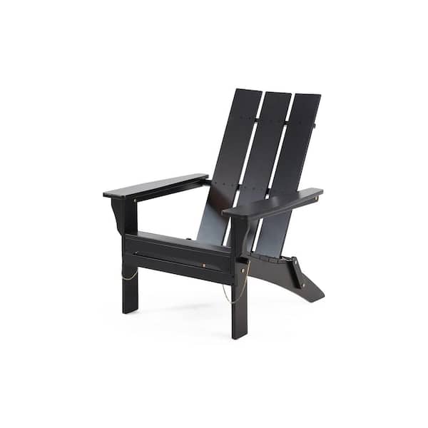 Unbranded Black Folding Wood Adirondack Chair