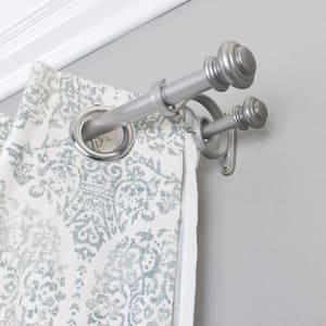 Urn 36 in. - 72 in. Adjustable Double Curtain Rod 1 in. in Antique Silver with Finial