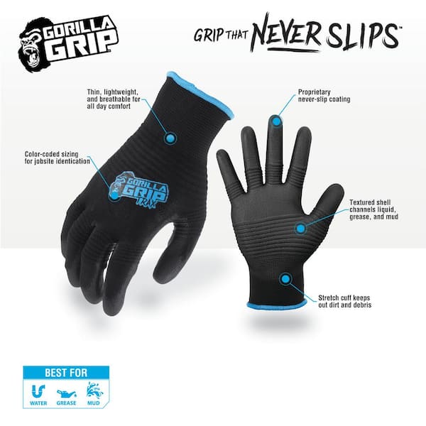 5 PACK Gorilla Grip Gloves - Medium