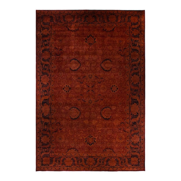 Overdyed Red 12 ft. x 18 ft. Solid Wool Indoor Area Rug