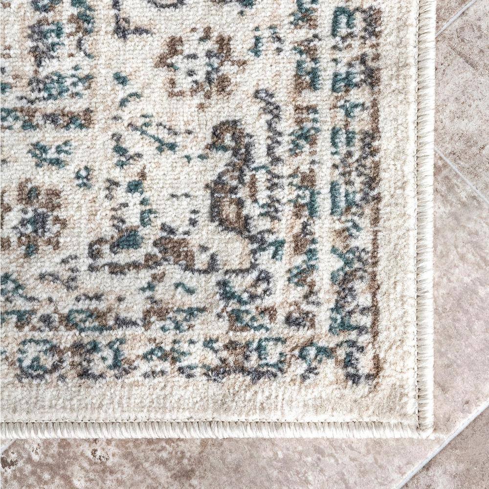 Cream and Gray Vintage Medallion Synthetic Area Rug