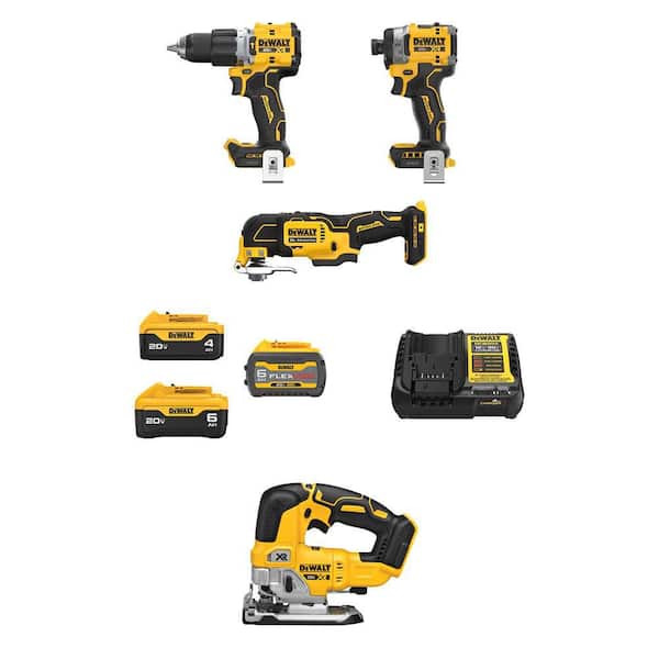 Home Depot: DEWALT 20V MAX Lithium-Ion Cordless Combo Kit (3-Tool) and Brushless Jigsaw w/ FLEXVOLT 6Ah, 20V 6Ah & 4 Ah Batteries & Charger (DCK316ST2M1W34B)
