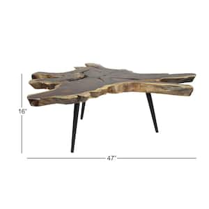 47 in. Brown Irregular Metal Contemporary Coffee Table