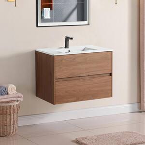 30 in. W x 18 in. D Bath Vanity in Brown Ebony with Vanity Top in White with White Basin