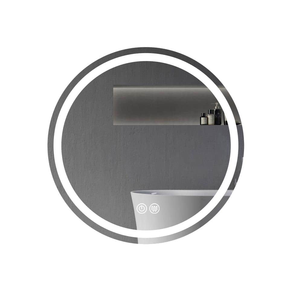 24 in. W x 24 in. H LED Round Frameless Anti-Fog Wall Bathroom Vanity Mirro