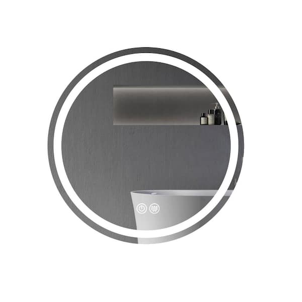 Unbranded 24 in. W x 24 in. H LED Round Frameless Anti-Fog Wall Bathroom Vanity Mirror in Silver
