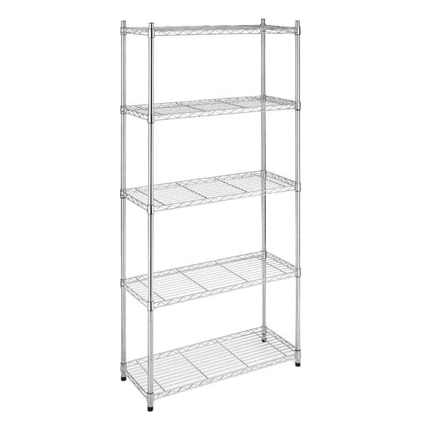 Whitmor Supreme Shelving Collection Chrome 5-Tier Steel Wire Shelving Unit (36 in. W x 72 in. H x 14 in. D)