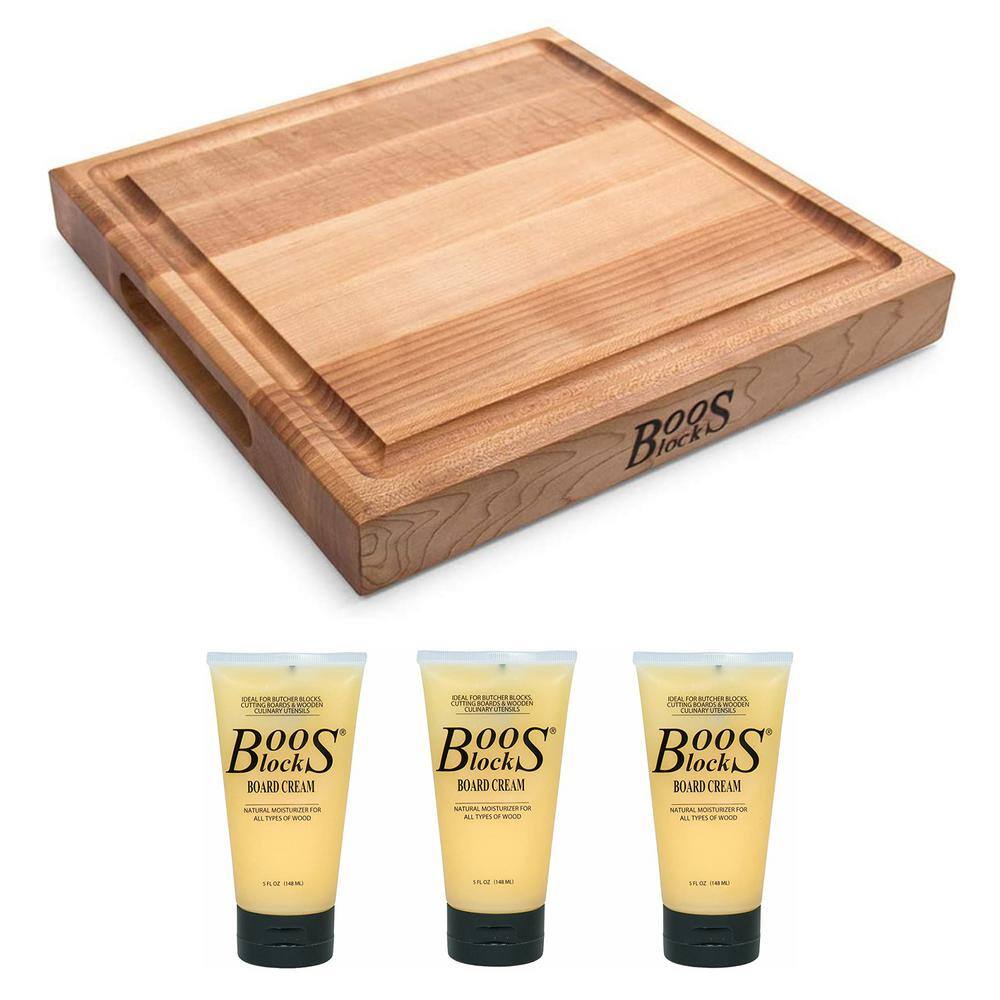 JOHN BOOS 12 in. x 12 in. Square Wood Cutting/Carving Board and Block