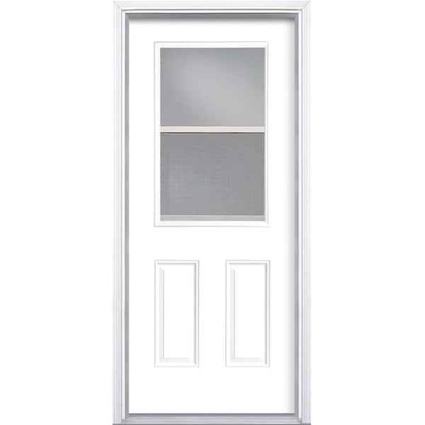Masonite 32 in. x 80 in. Premium 1/2 Lite Vent Lite Left Hand Inswing Primed Steel Prehung Front Door with Brickmold