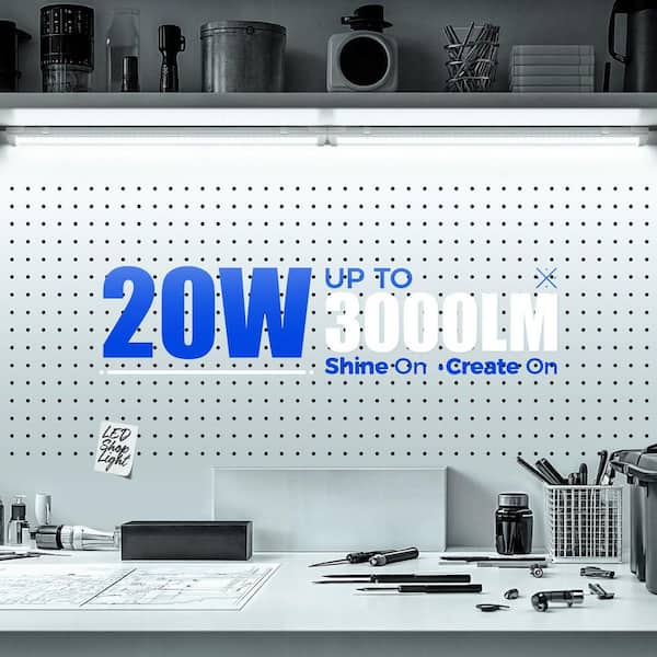 2FT 20-Watt LED Shop Light, T8 Compatible Ceiling and Utility