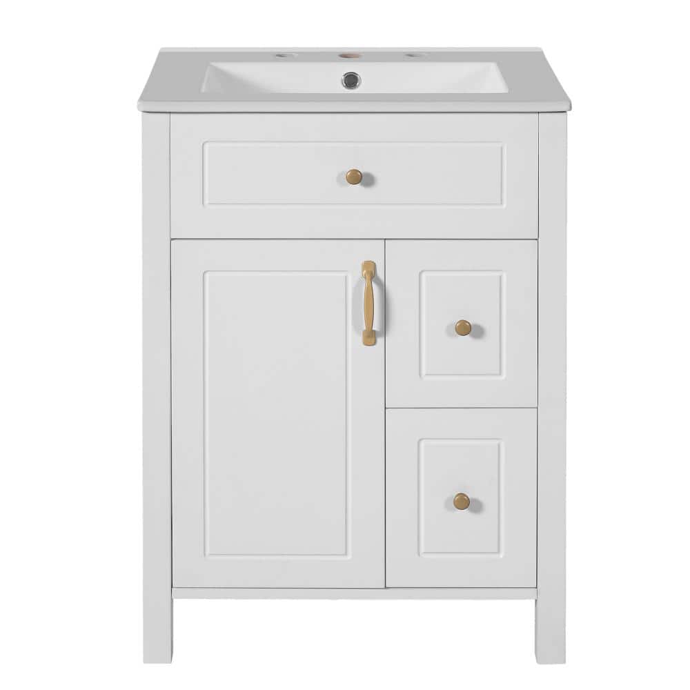 24 in. Single Sink Freestanding White Bath Vanity with White Ceramic Top Unassembled price history on PriceWatchPro