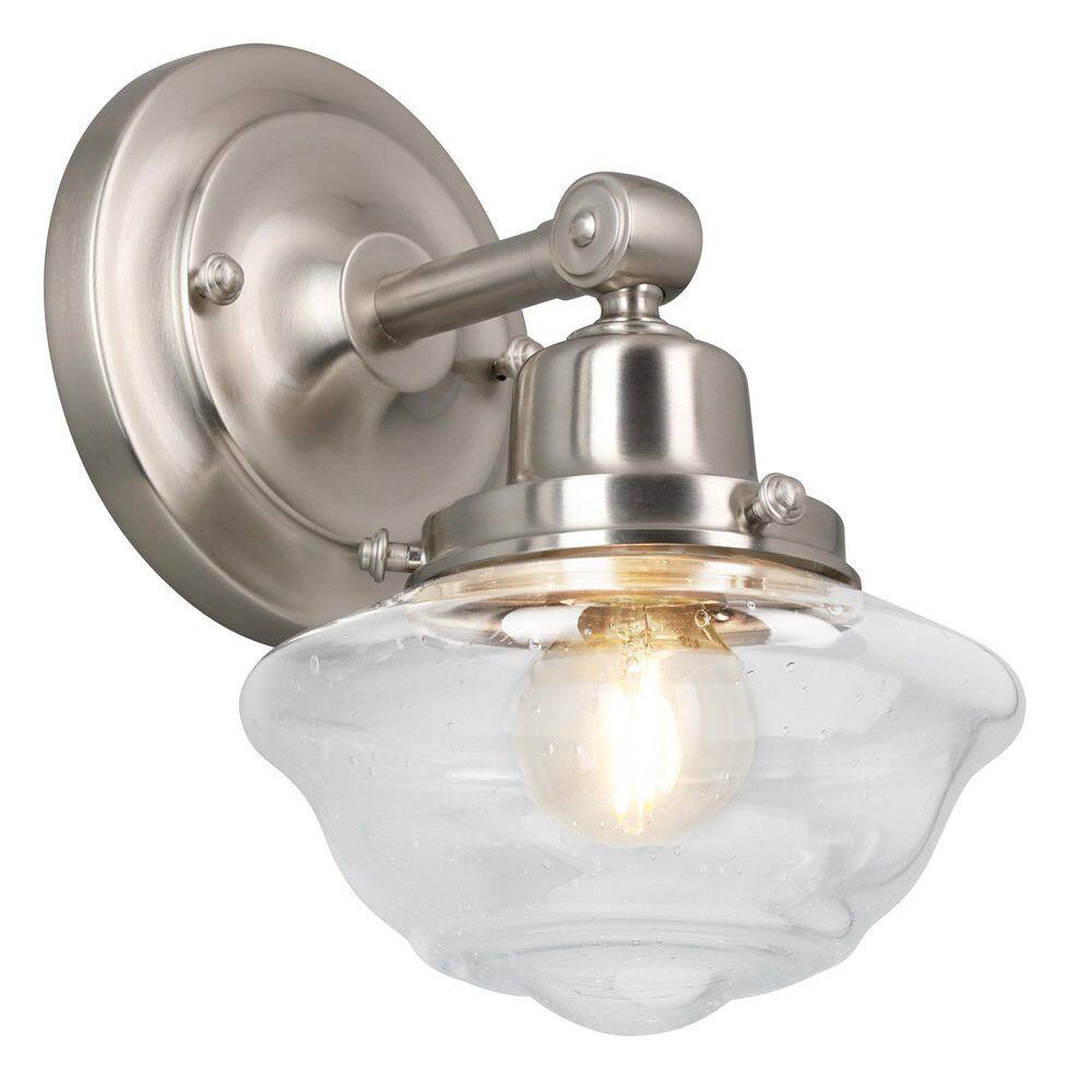 Schoolhouse 1-Light Modern Industrial Farmhouse Satin Nickel Wall Sconce price history on PriceWatchPro