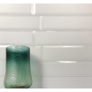 Frosted Elegance White 3 in. x 12 in. Matte Beveled Glass Peel and Stick Subway Tile (10.5 sq. ft./Case)