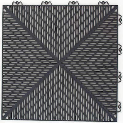 Unique 14.9 in. x 14.9 in. Graphite Polypropylene Garage Floor Tile (21.6 sq. ft. / case)