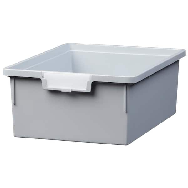 Unbranded 12 Gal. - Tote Tray - Slim Line 6 in. Storage Tray in Light Gray (3-Pack)
