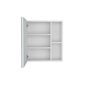 17.7 in. W x 5.4 in. D x 19.5 in. H rectangular Single Door Medicine Cabinet with Mirror, 5-Shelves, White